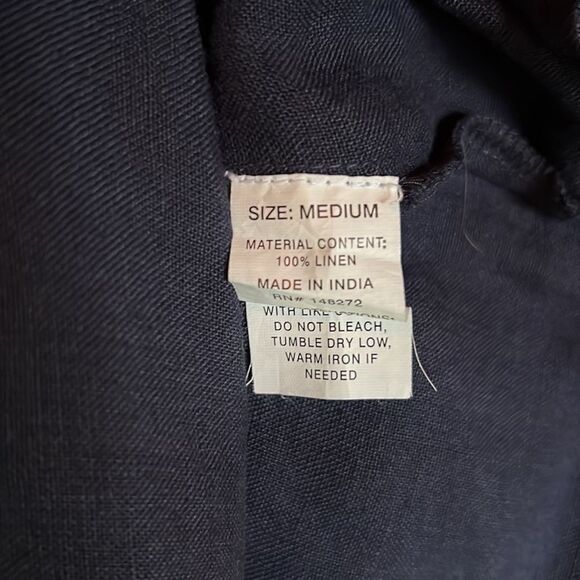 “Embellish” navy blue 100% linen tunic with pockets Medium - Picture 5 of 5